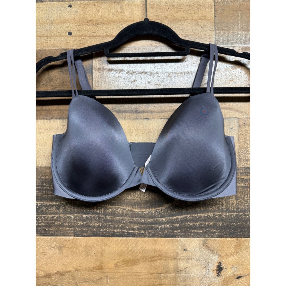 Victoria's Secret Very Sexy Lined Demi Bra Gray Gold V-Hardware 34DDD G75